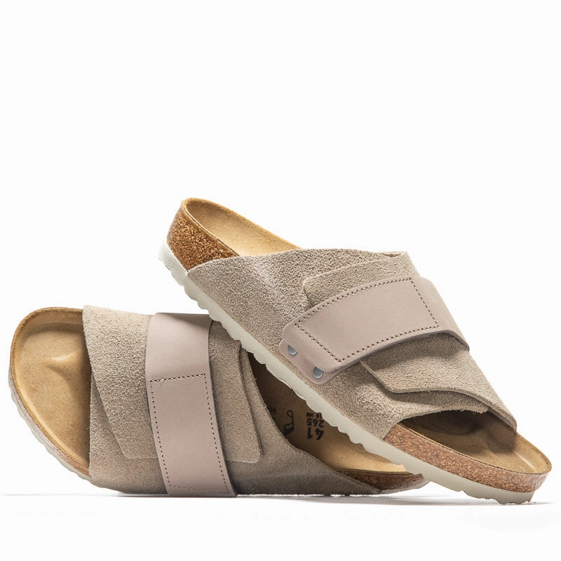 Birkenstock Kyoto Suede - Taupe Crocodile Embossed Park Path