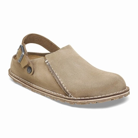Birkenstock Lutry Gray Taupe Suede Narrow Quick Drying Lining