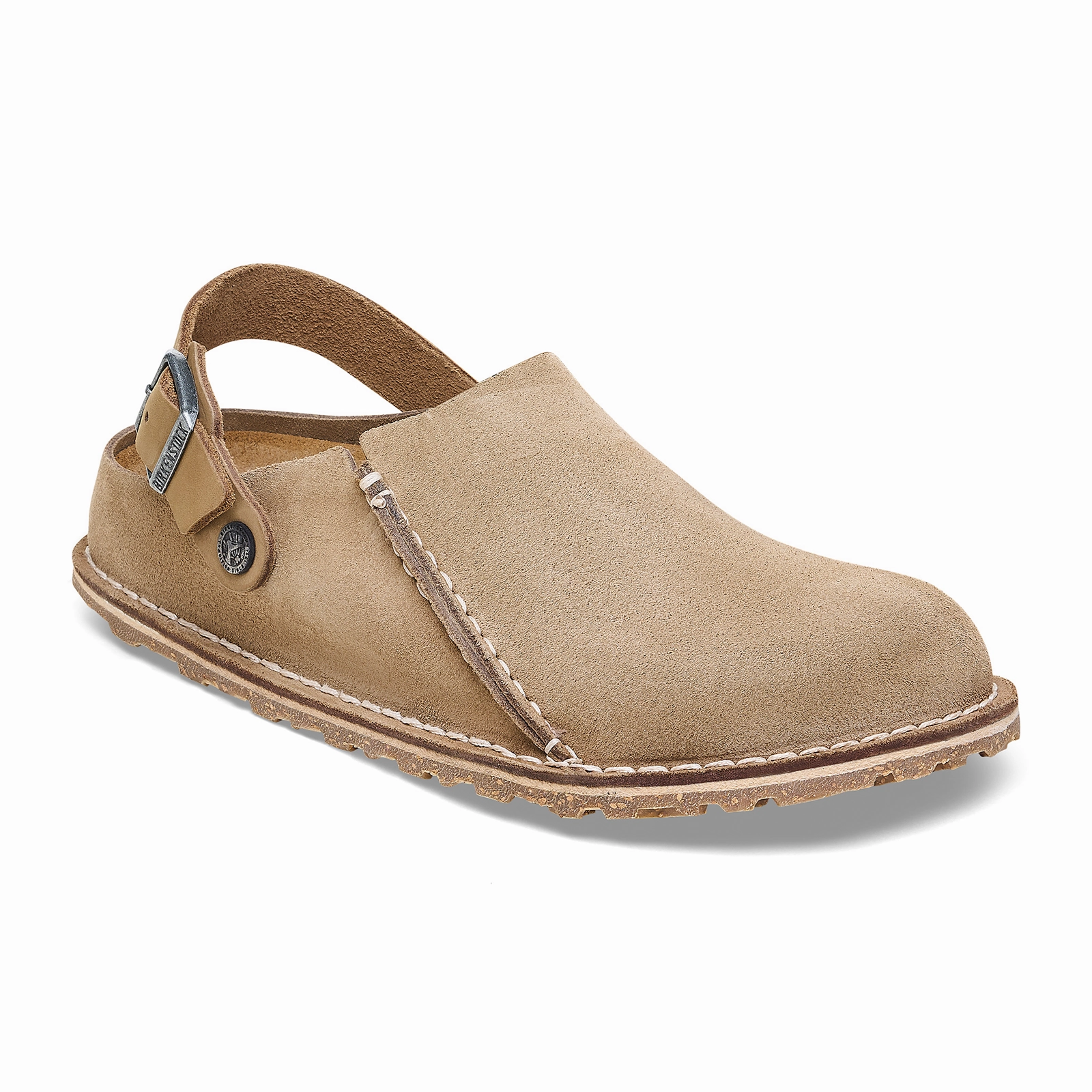 Long Stroll Birkenstock Lutry Narrow Slipper (Women) - Gray Taupe Suede