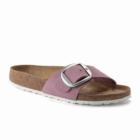 Birkenstock Madrid Big Buckle Narrow Slide Sandal (Women) - Orchid Nubuck Reinforced Soles