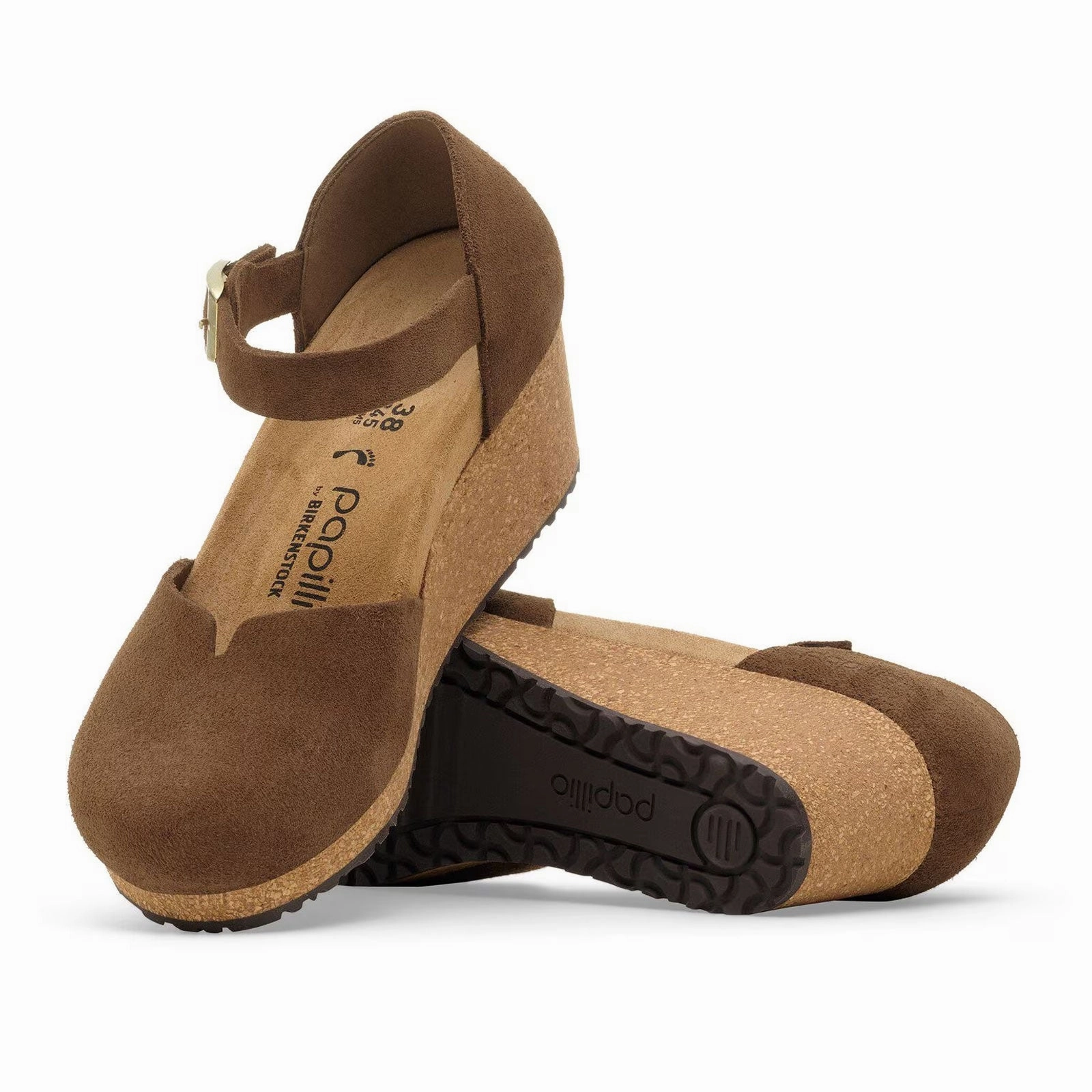 Birkenstock Mary Wedge Sandal (Women) - Dark Tea Suede Gentle Step Light Pace