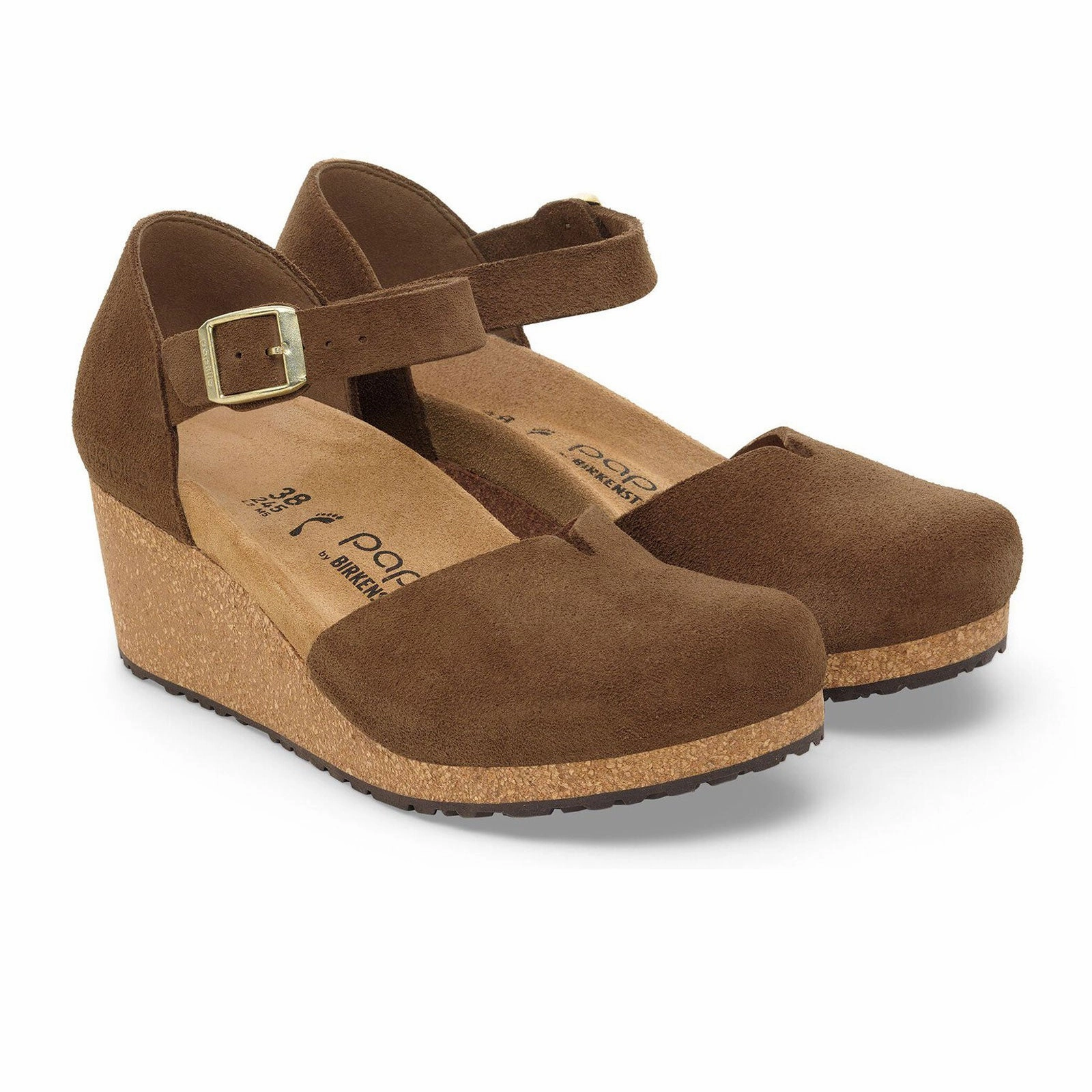 Sleek Option All-season Leather Shoes Birkenstock Mary Wedge Sandal (Women) - Dark Tea Suede