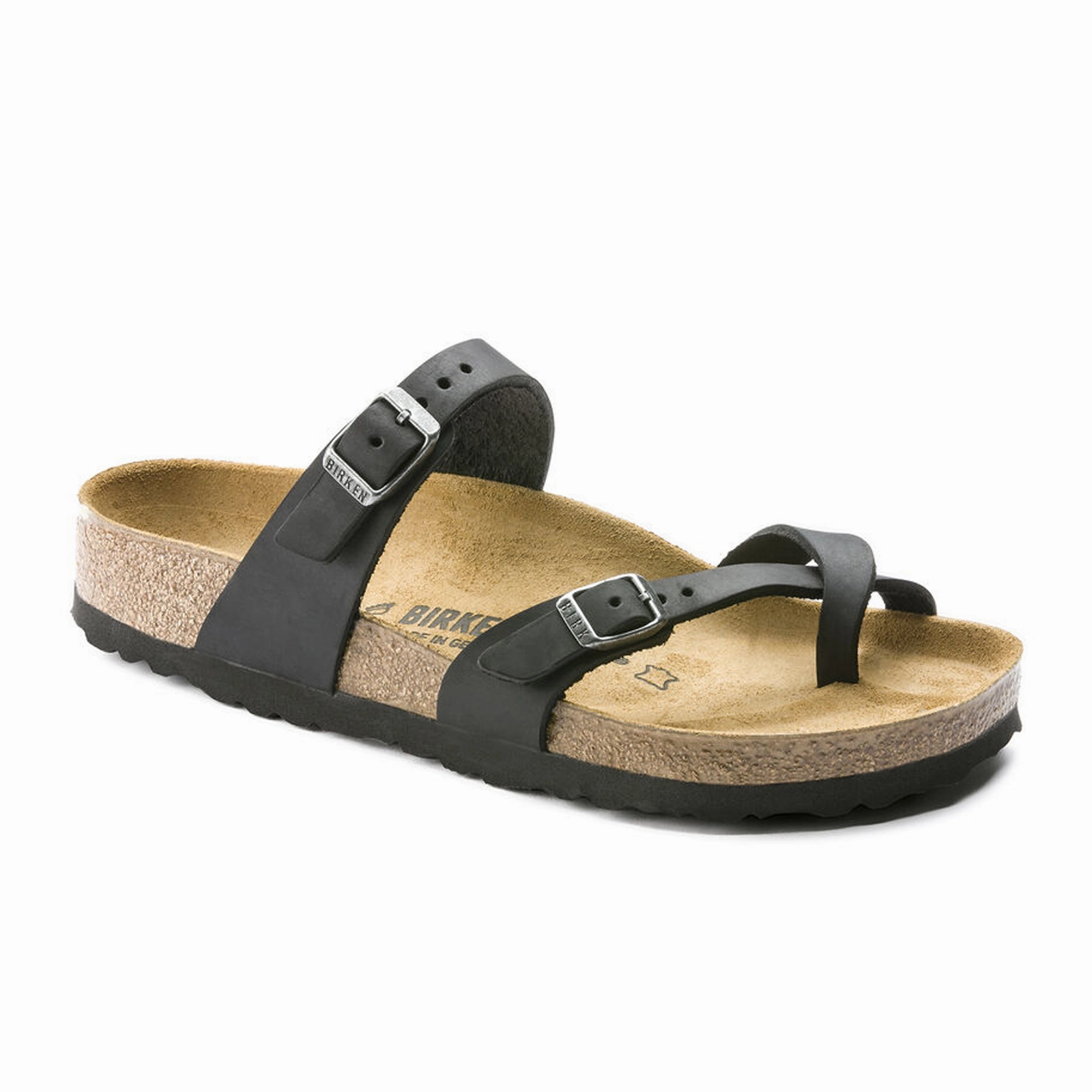 Birkenstock Mayari Sandal (Women) - Black Oiled Leather Adjustable lacing