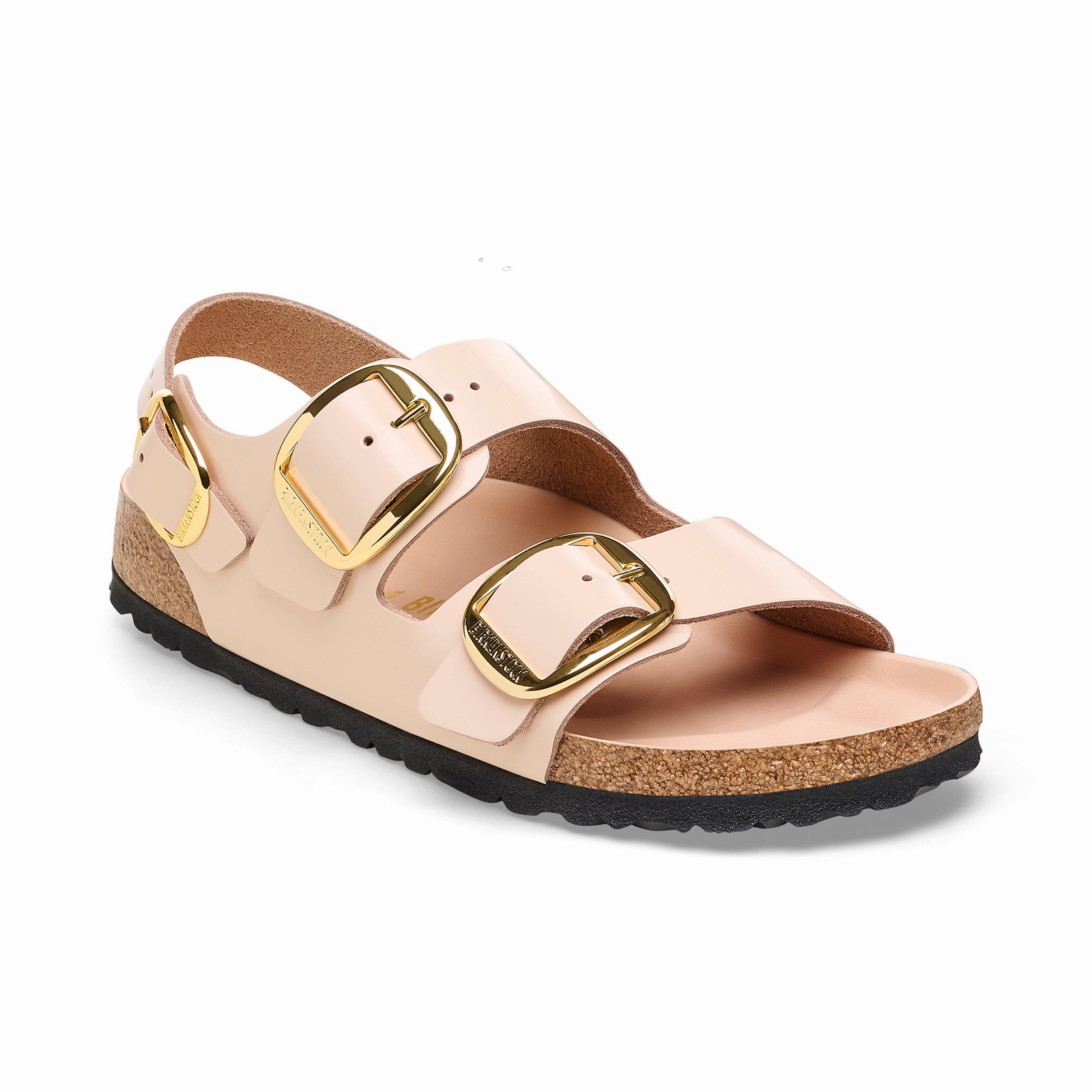 Soft Material Relax Slip Shoes Birkenstock Milano Big Buckle Narrow Backstrap Sandal (Women) - High Shine New Beige Leather