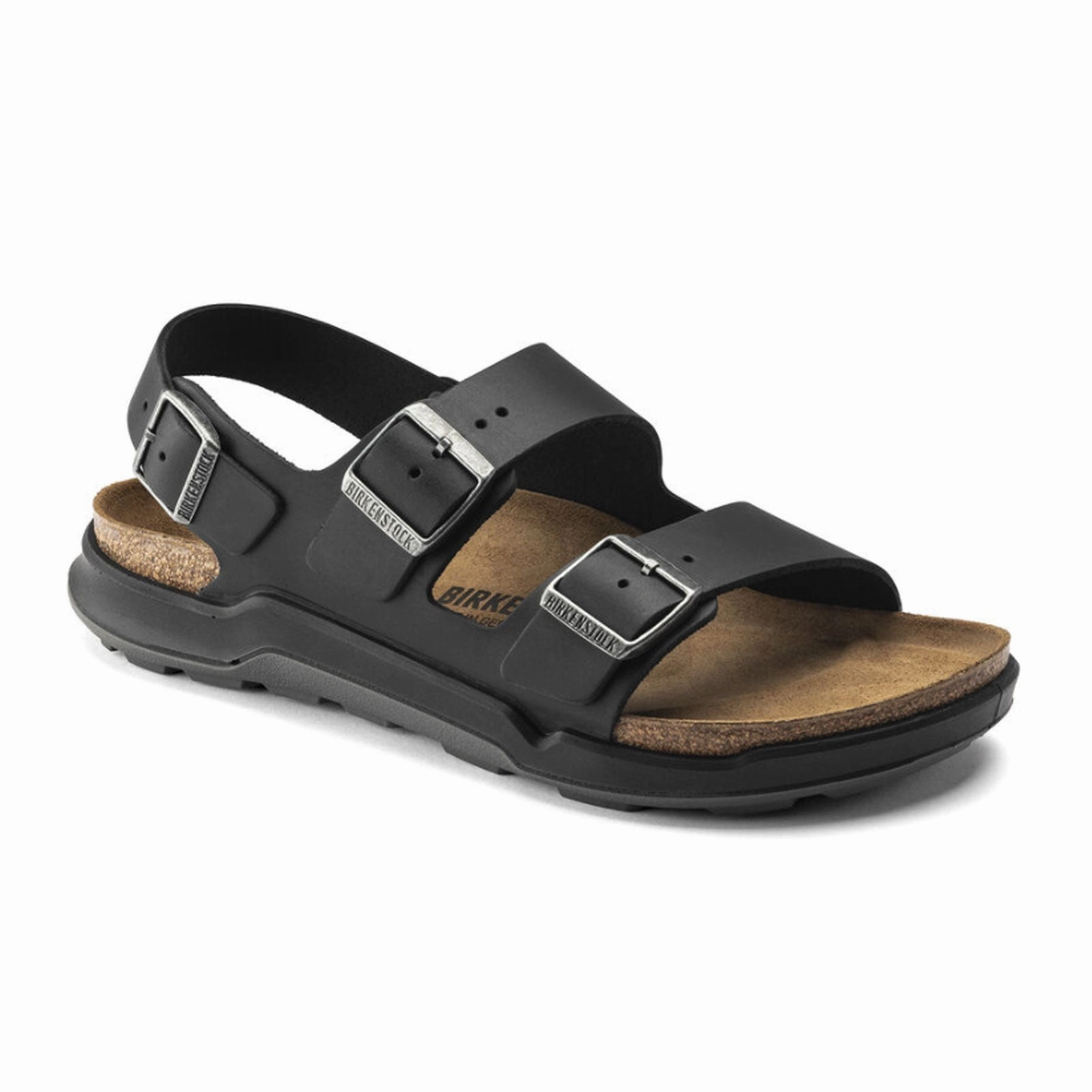 Clear Lane Birkenstock Milano Rugged Backstrap Sandal (Men) - Black Oiled Leather