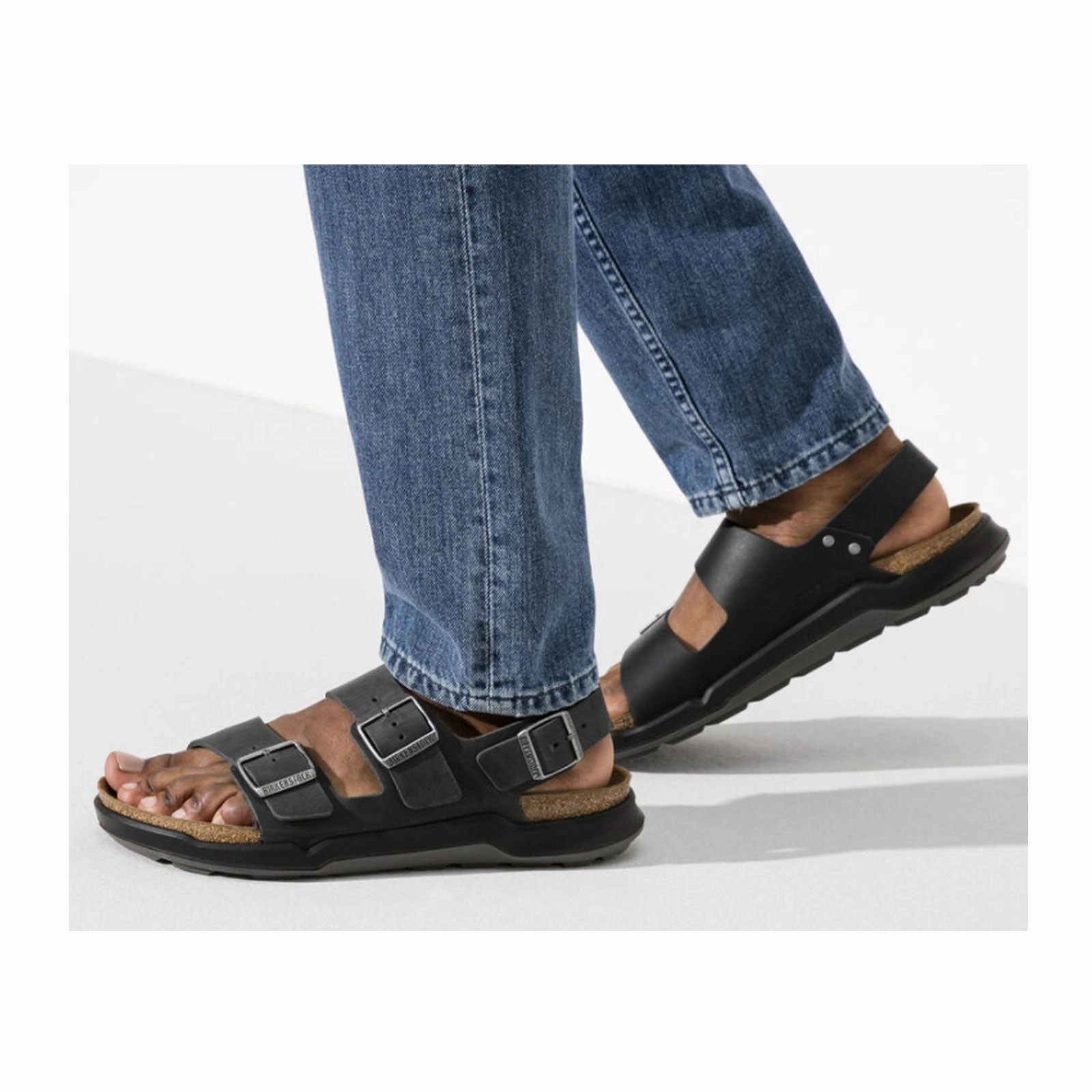 Birkenstock Milano Rugged Backstrap Sandal (Men) - Black Oiled Leather Easy Cushioning Versatile design shoes