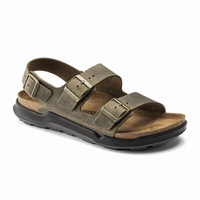 Birkenstock Milano Rugged Backstrap Sandal (Men) - Faded Khaki Oiled Leather Relaxed Office Shoes