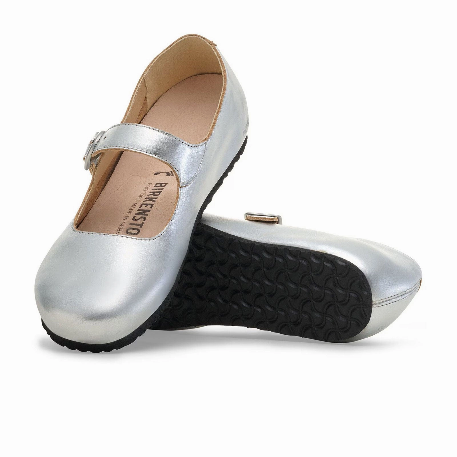 Birkenstock Santa Clarita Mary Jane Flat (Women) - Silver Leather Coffee Stop