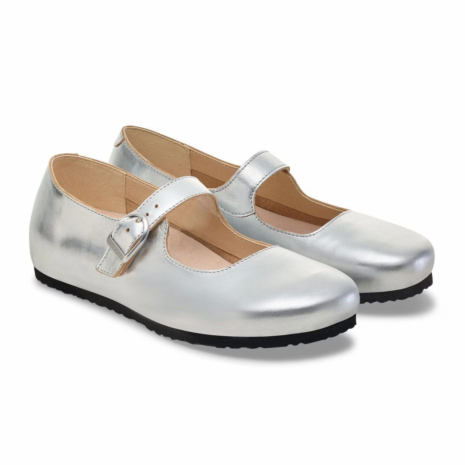 Birkenstock Santa Clarita Mary Jane Flat (Women) - Silver Leather Light Lane Natural Feel