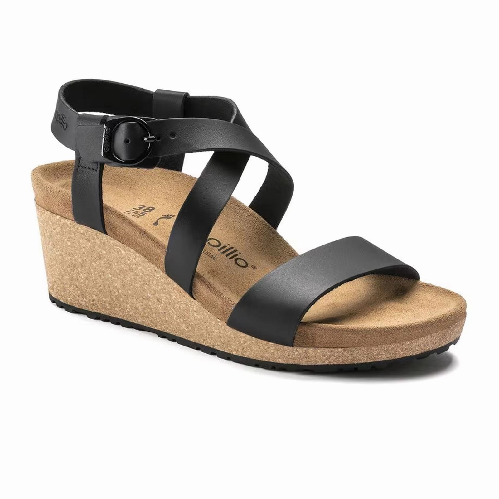 Birkenstock Sibyl Ring-Buckle Narrow Wedge Sandal (Women) - Black Adjustable lacing