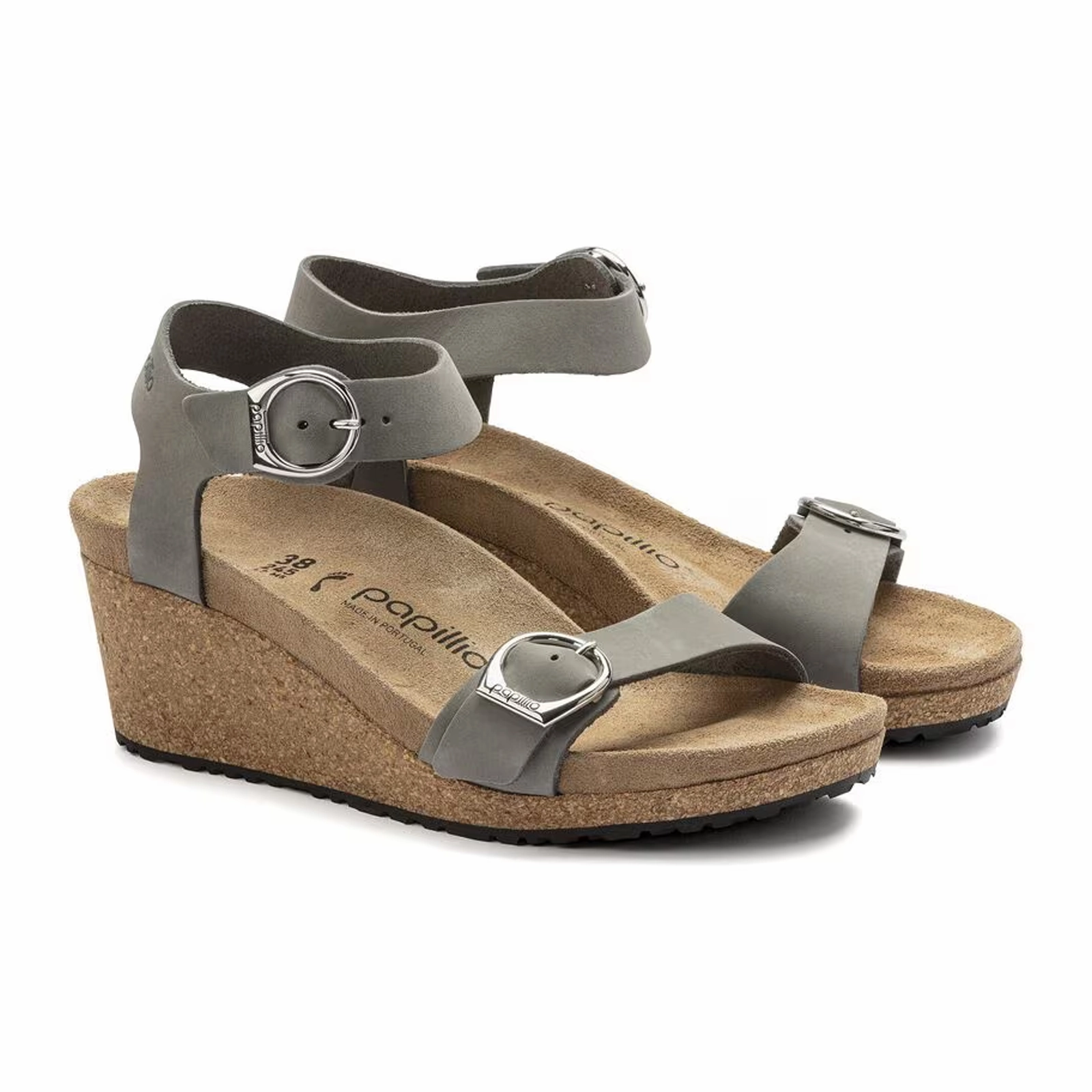 EasyToClean waterproof Birkenstock Soley Ring-Buckle Narrow Wedge Sandal (Women) - Dove Gray Nubuck