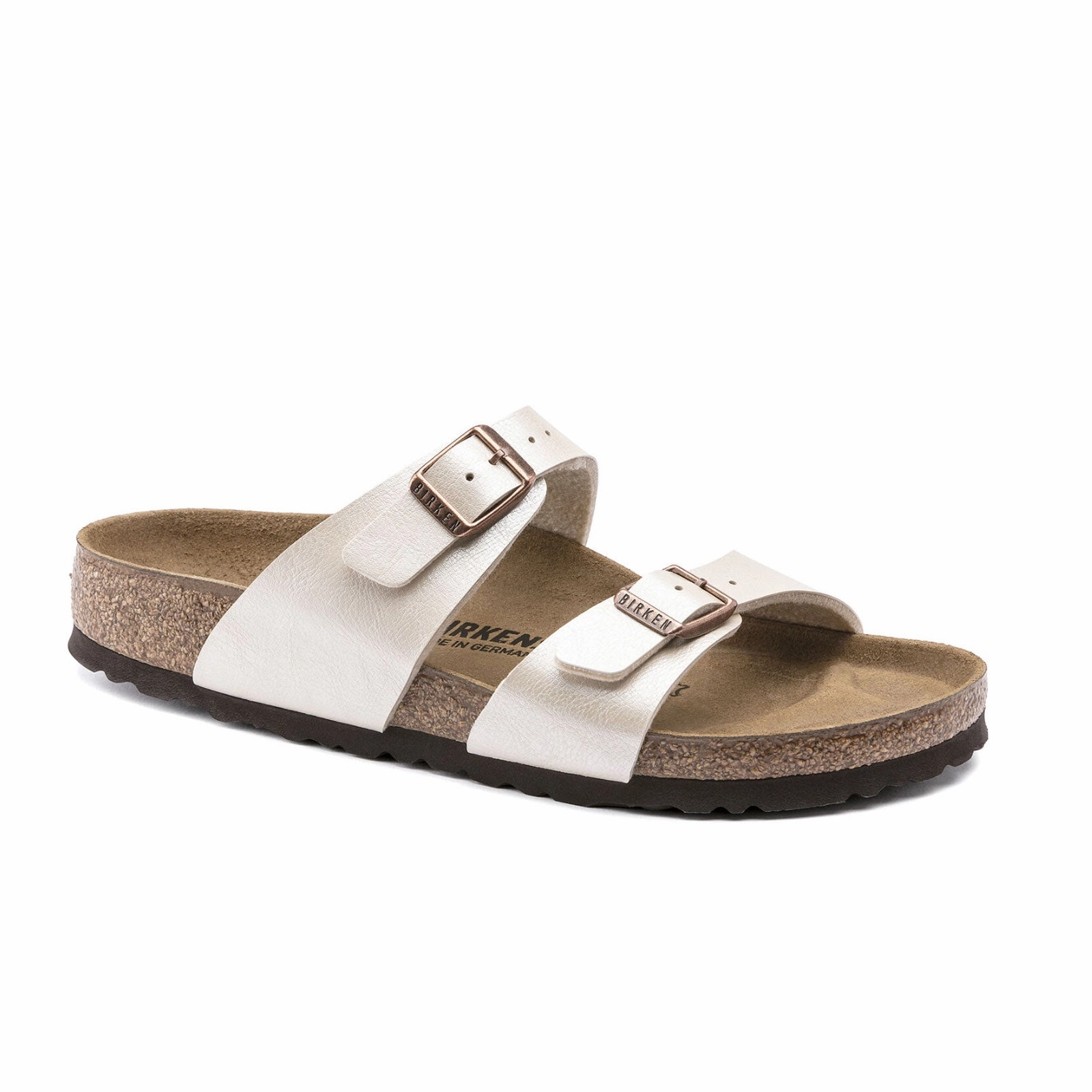 Birkenstock Sydney Slide Sandal (Women) - Graceful Pearl White Birko-Flor Comfy Beach Fit Casual Comfort