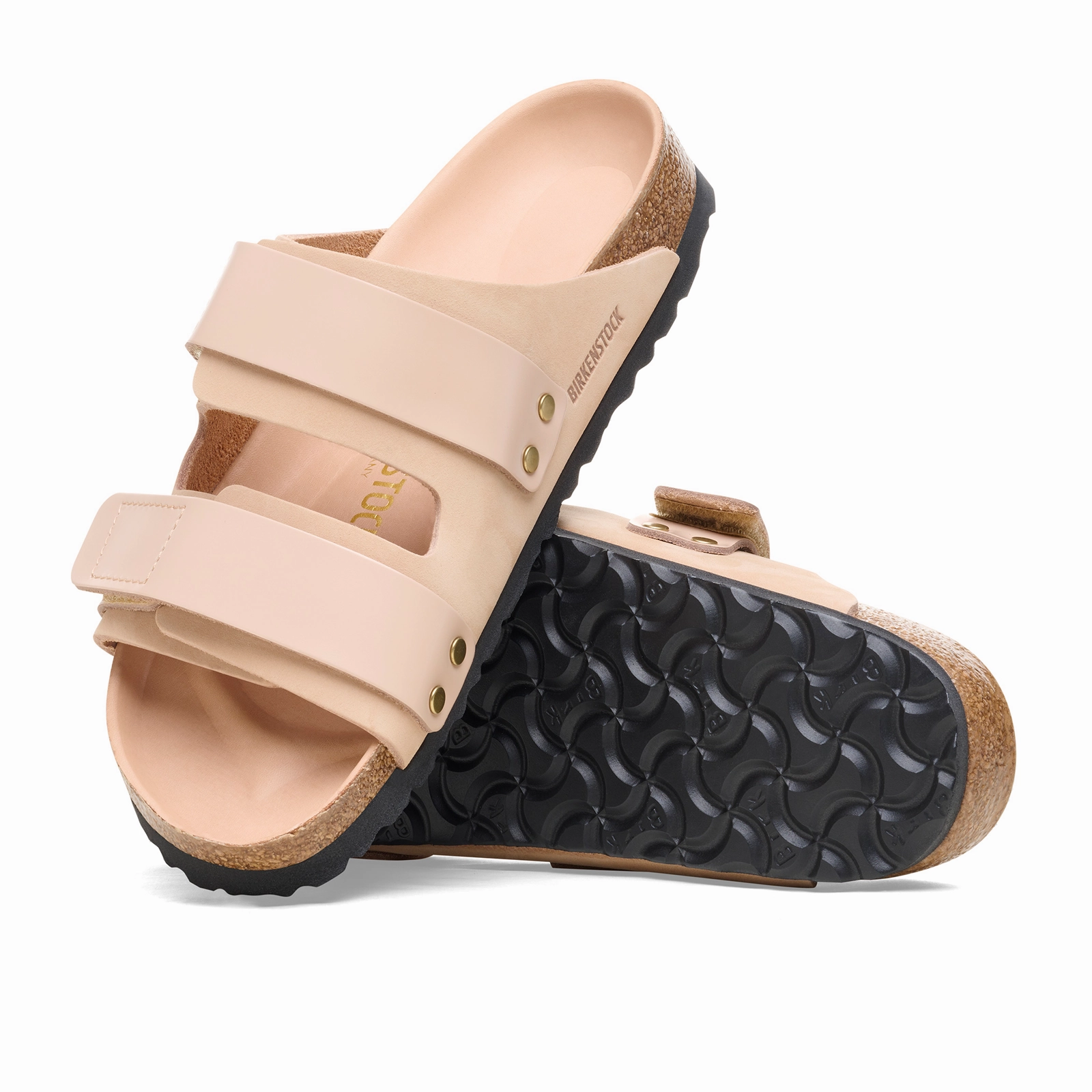 Effortless Step Shoes Comfort Sandals Birkenstock Uji Hex Narrow Slide Sandal (Women) - High Shine New Beige Nubuck