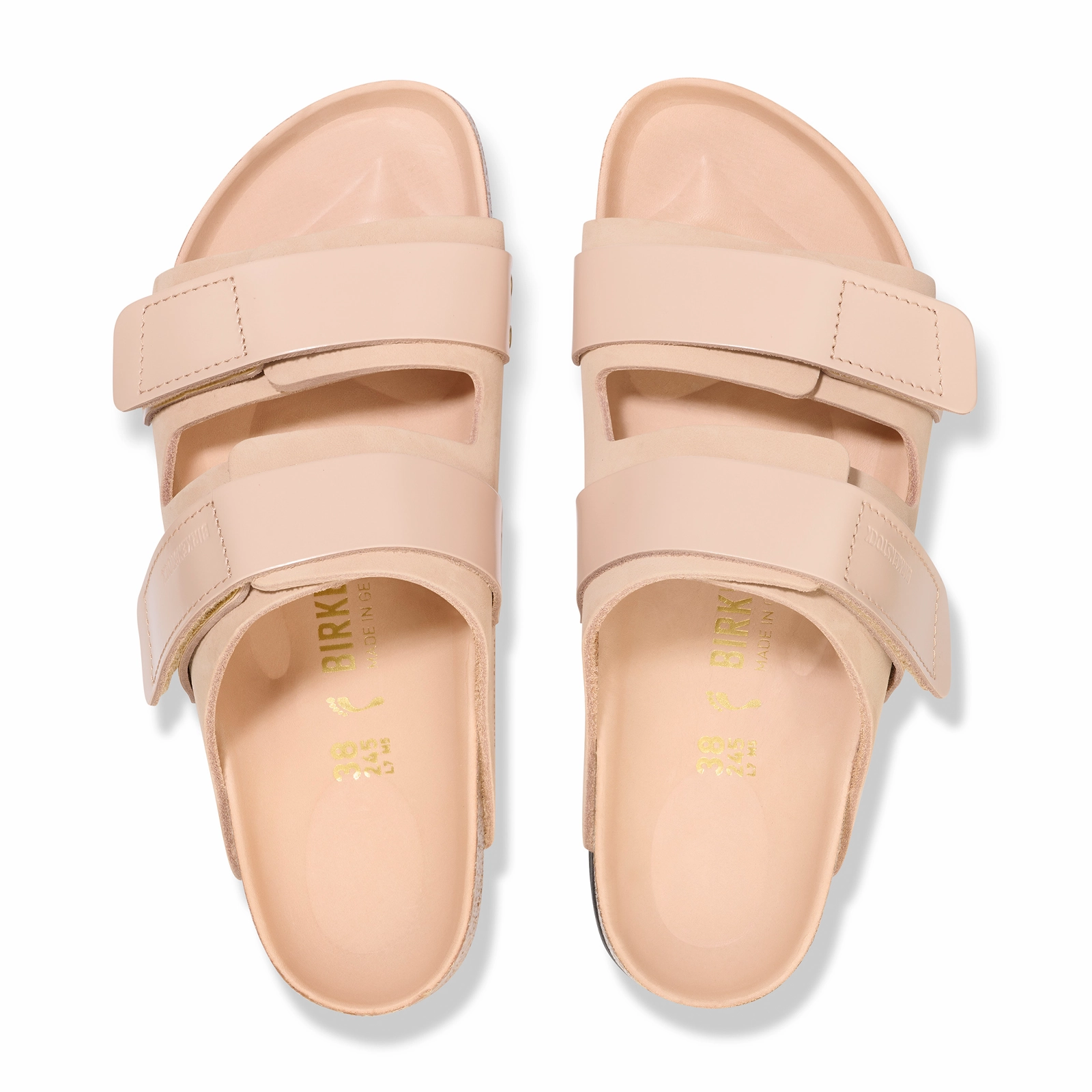 Birkenstock Uji Hex Narrow Slide Sandal (Women) - High Shine New Beige Nubuck Chill Travel Footwear