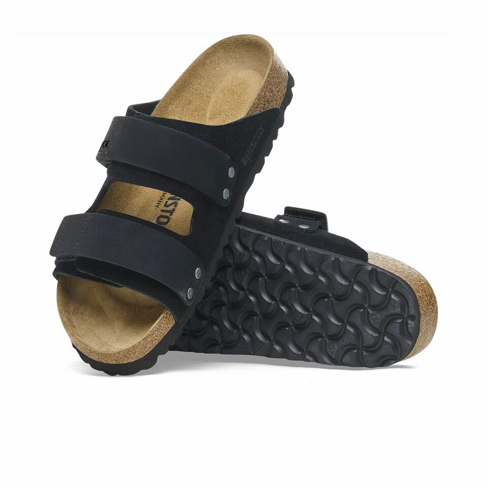 Lightweight Footwear Cushioned Insole Birkenstock Uji Slide Sandal (Men) - Black Suede/Black Nubuck