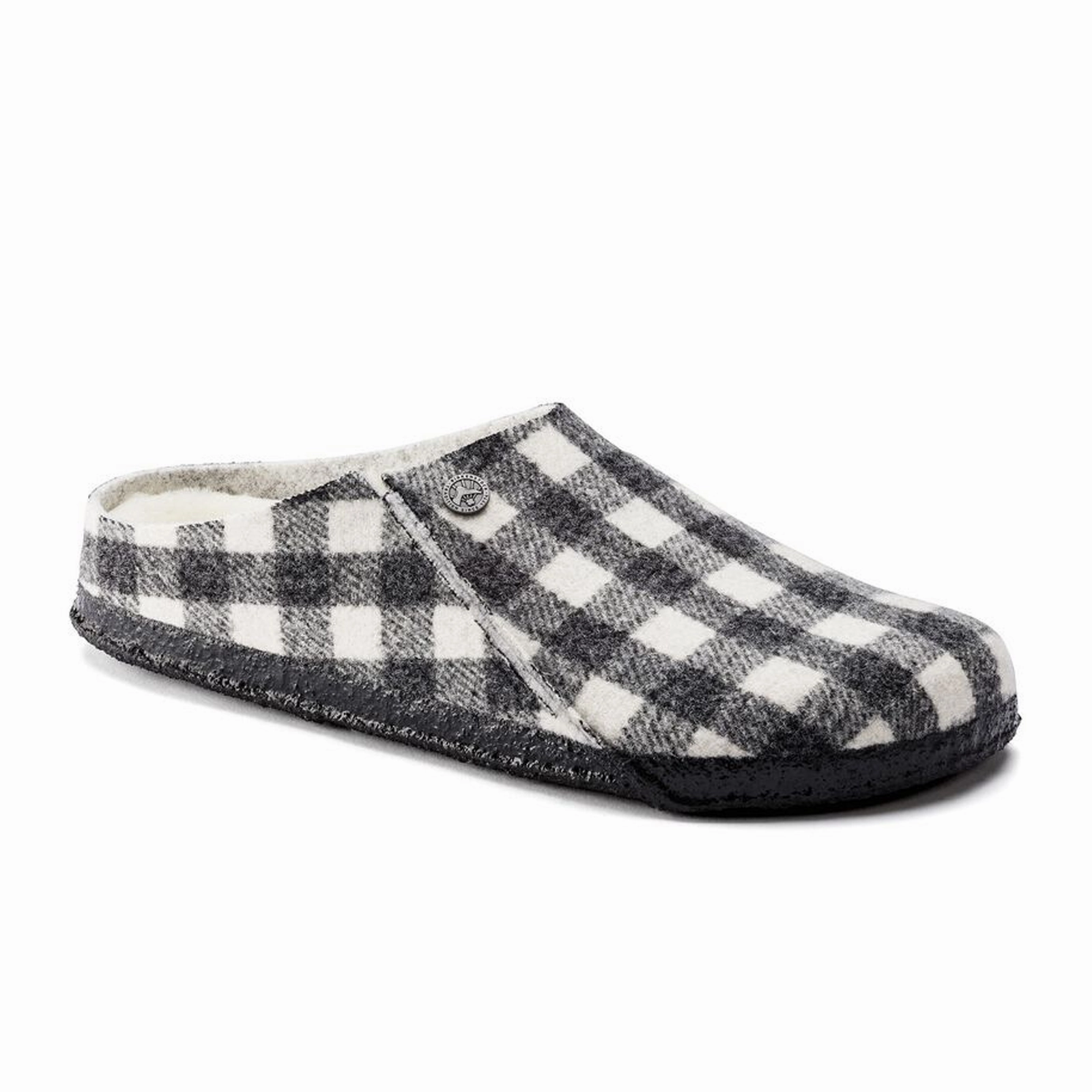 Birkenstock Zermatt Narrow Slipper (Women) - White Plaid Wool/Natural Shearling Run Errand Guard Path
