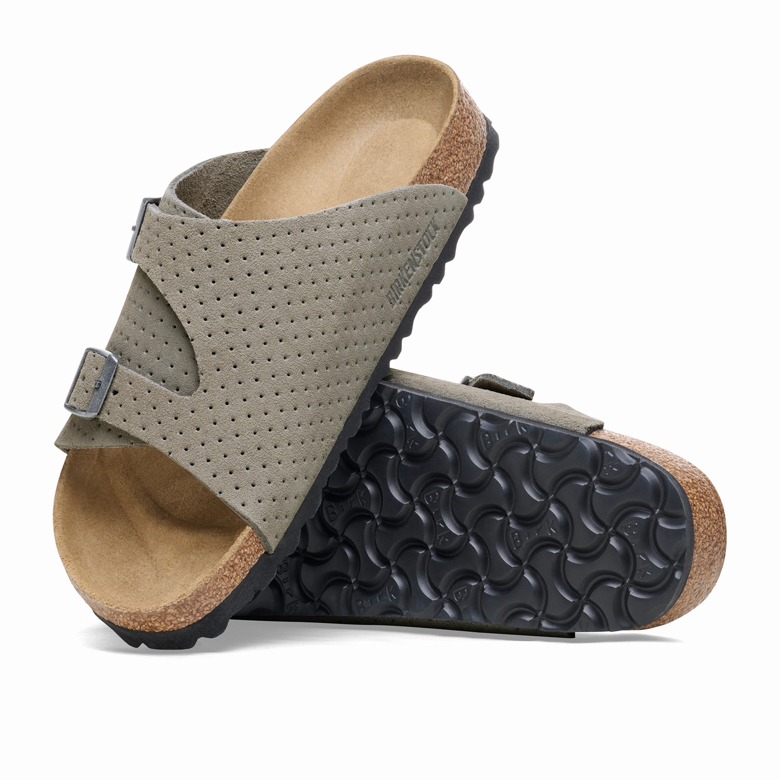 Ergonomic Design Quality Construction Birkenstock Zurich Slide Sandal (Unisex) - Dotted Stone Coin Suede