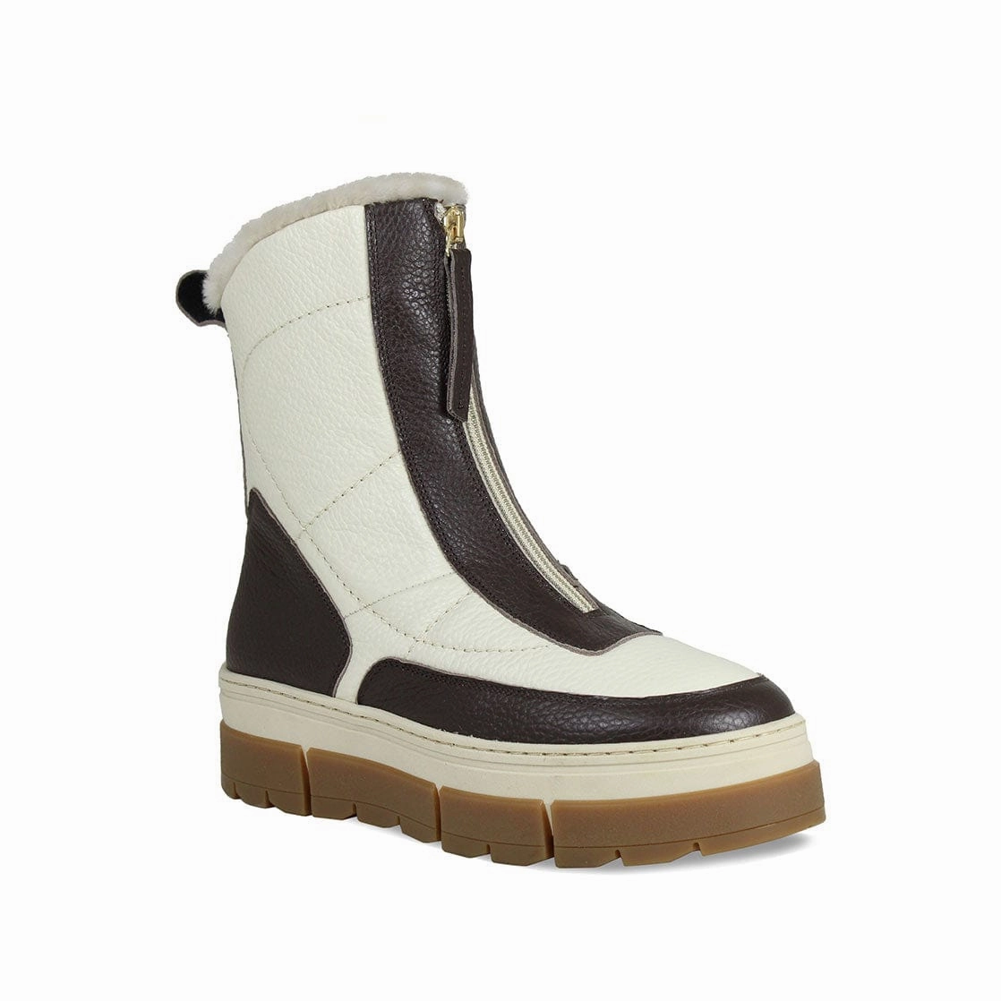 Shock Absorbing Midsole Trendy Footwear Blizzard: Chocolate & Cream Leather & Shearling