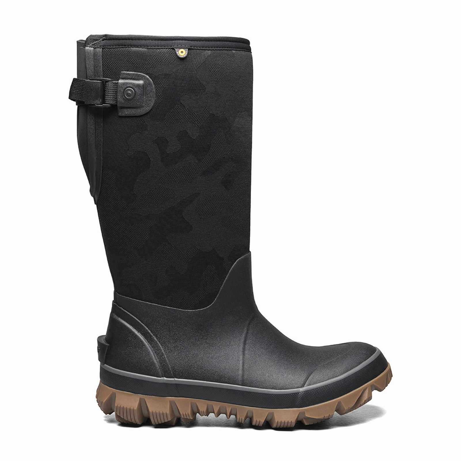 Casual Fit Flat Bogs Whiteout Adjustable Calf Tonal Camo Waterproof Winter Boot (Women) - Black