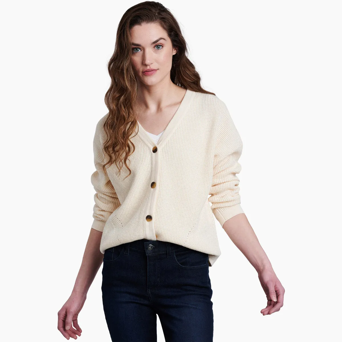 AntiPill Texture Contrast Topstitching Detail Women's Brynn Cardigan Sweater