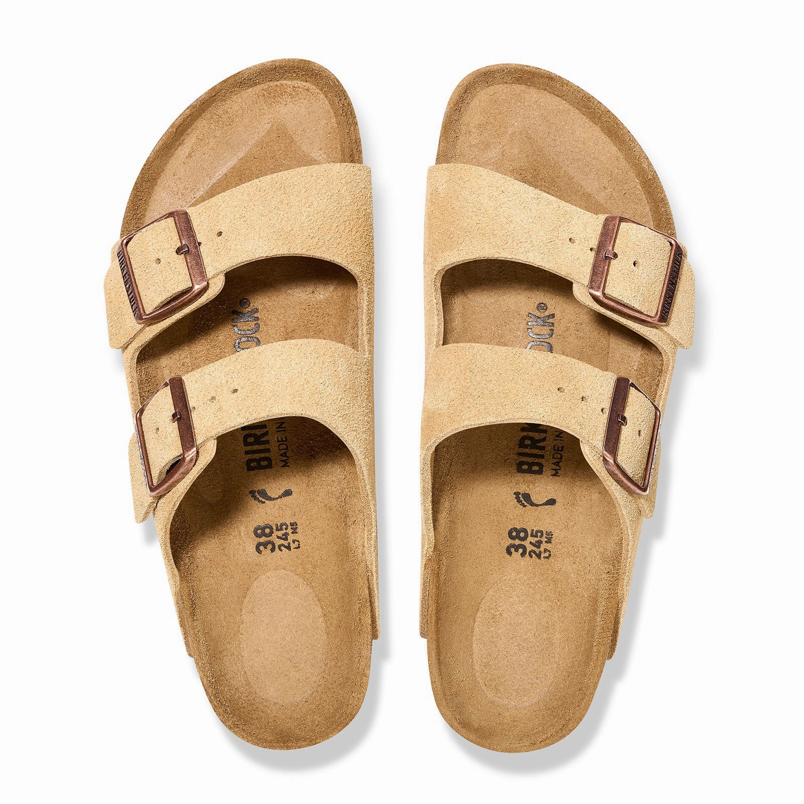 Birkenstock Arizona Slide Sandal (Unisex) - Latte Cream Suede Cozy Step-On