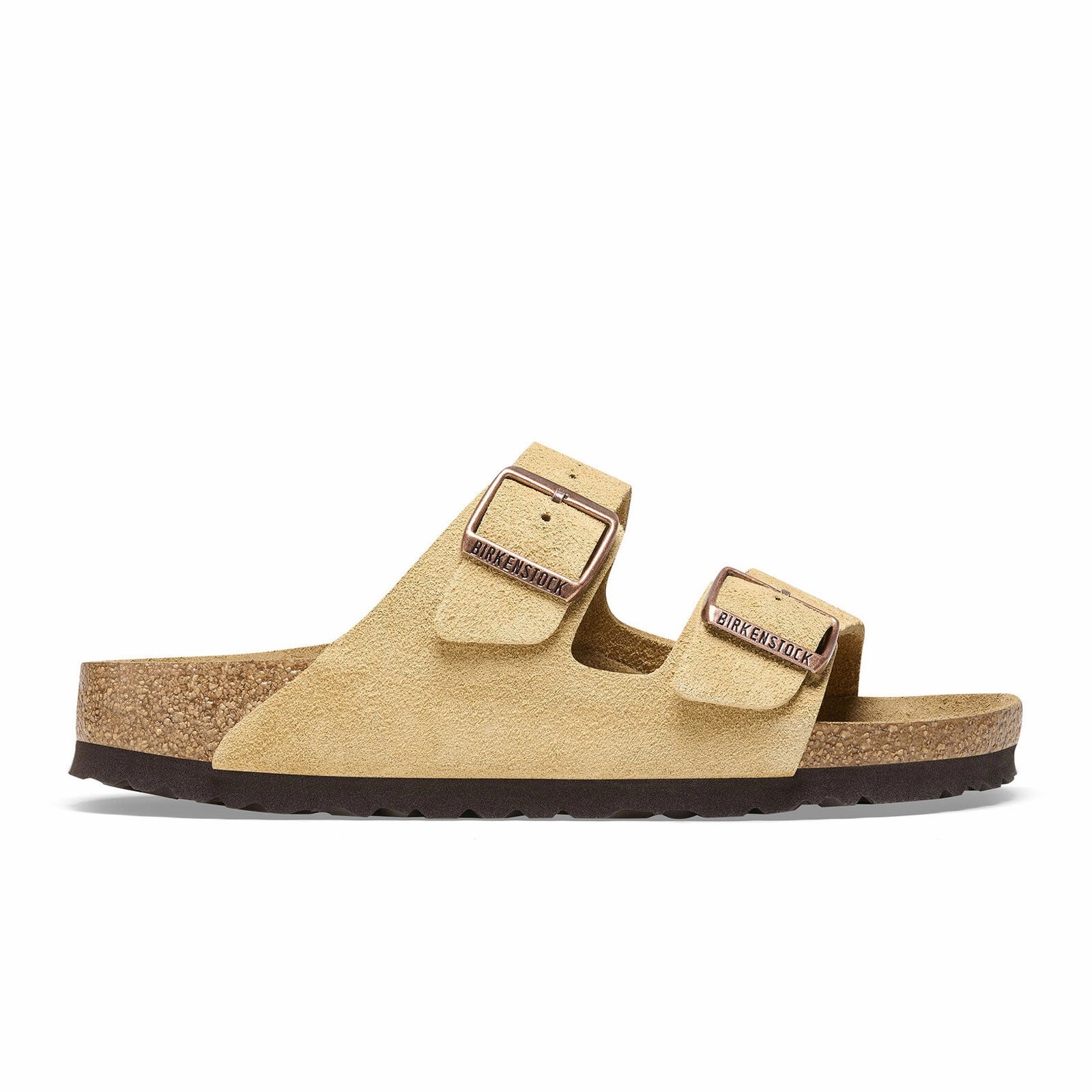 Birkenstock Arizona Slide Sandal (Unisex) - Latte Cream Suede Comfort arch Smooth Fit