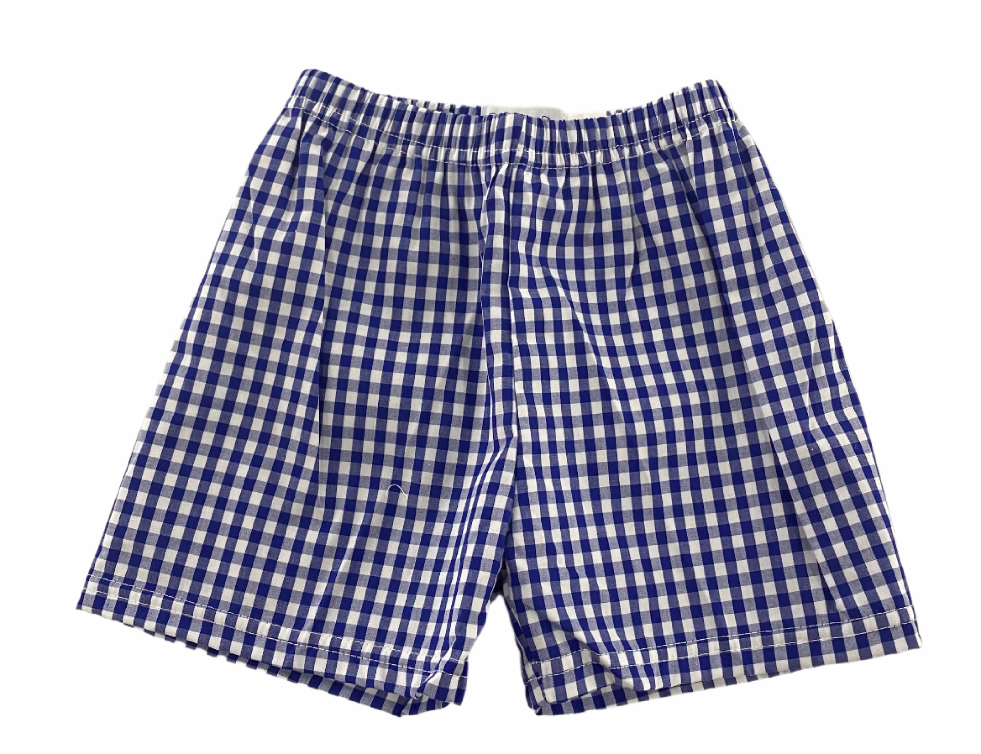 Boys Gingham Lined Short | Royal Blue Car ride wear for kids Embroidered children's clothes