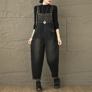 Loose Premium Smart Vintage Babakud Women Autumn Retro Plus Size Loose Retro Denim Jumpsuit
