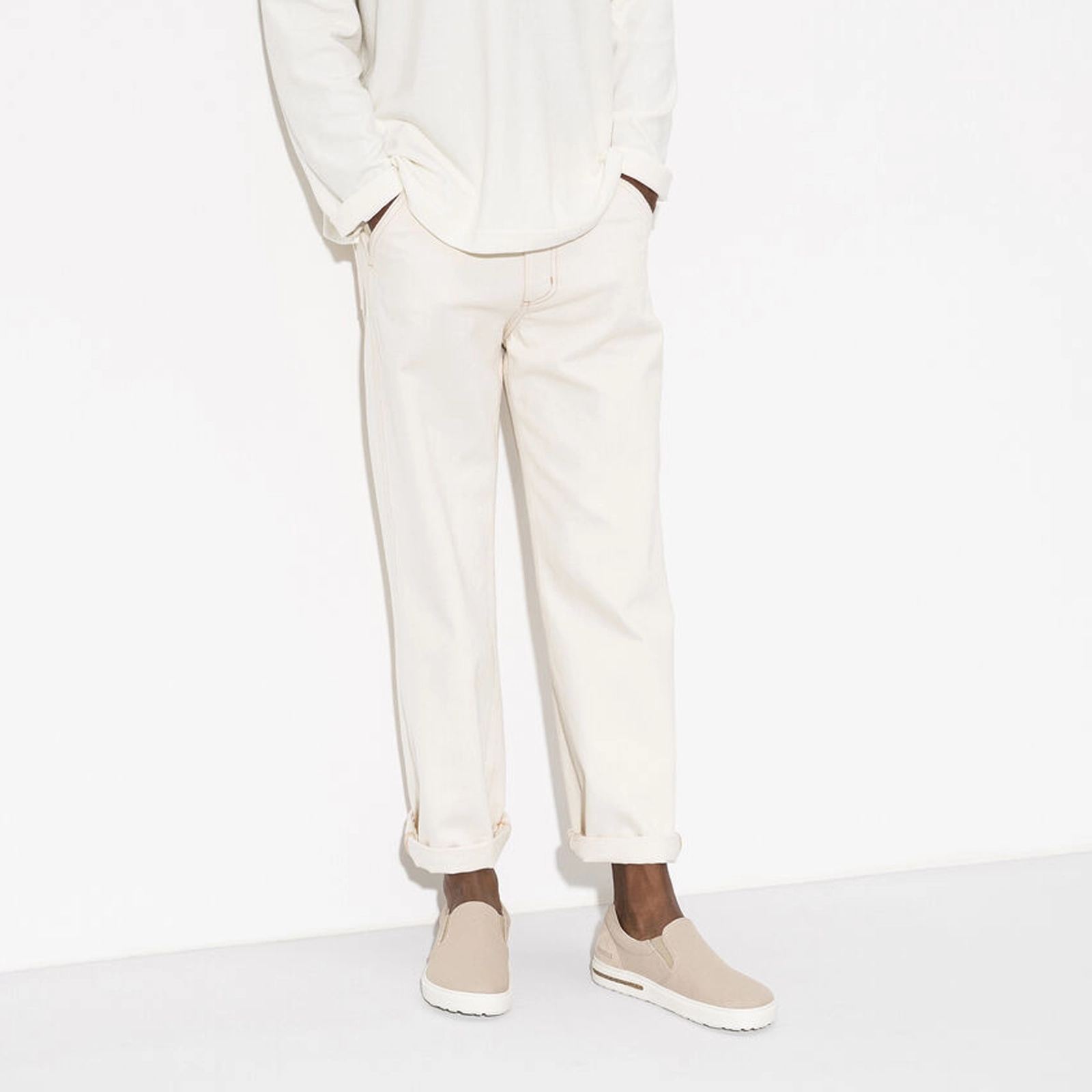 Side Gusset Birkenstock Oswego Narrow Slip On Sneaker (Women) - Sandcastle Canvas