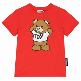 Moschino Kids Teddy Bear Logo T-Shirt - Red Seasonal Christmas outfits for children