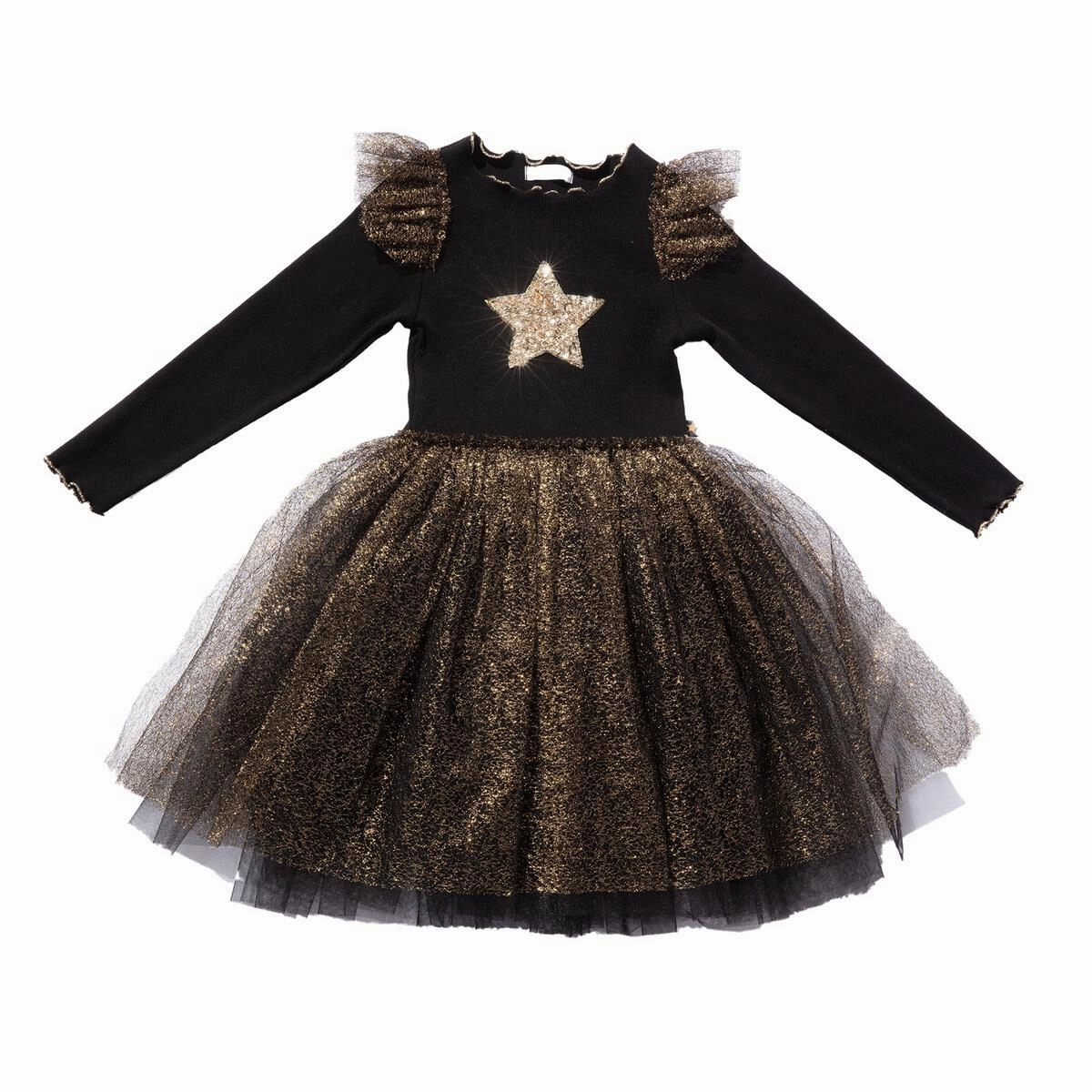 Petite Hailey Girl's FRILL LAYERED TUTU DRESS - Black Eco - friendly Practical
