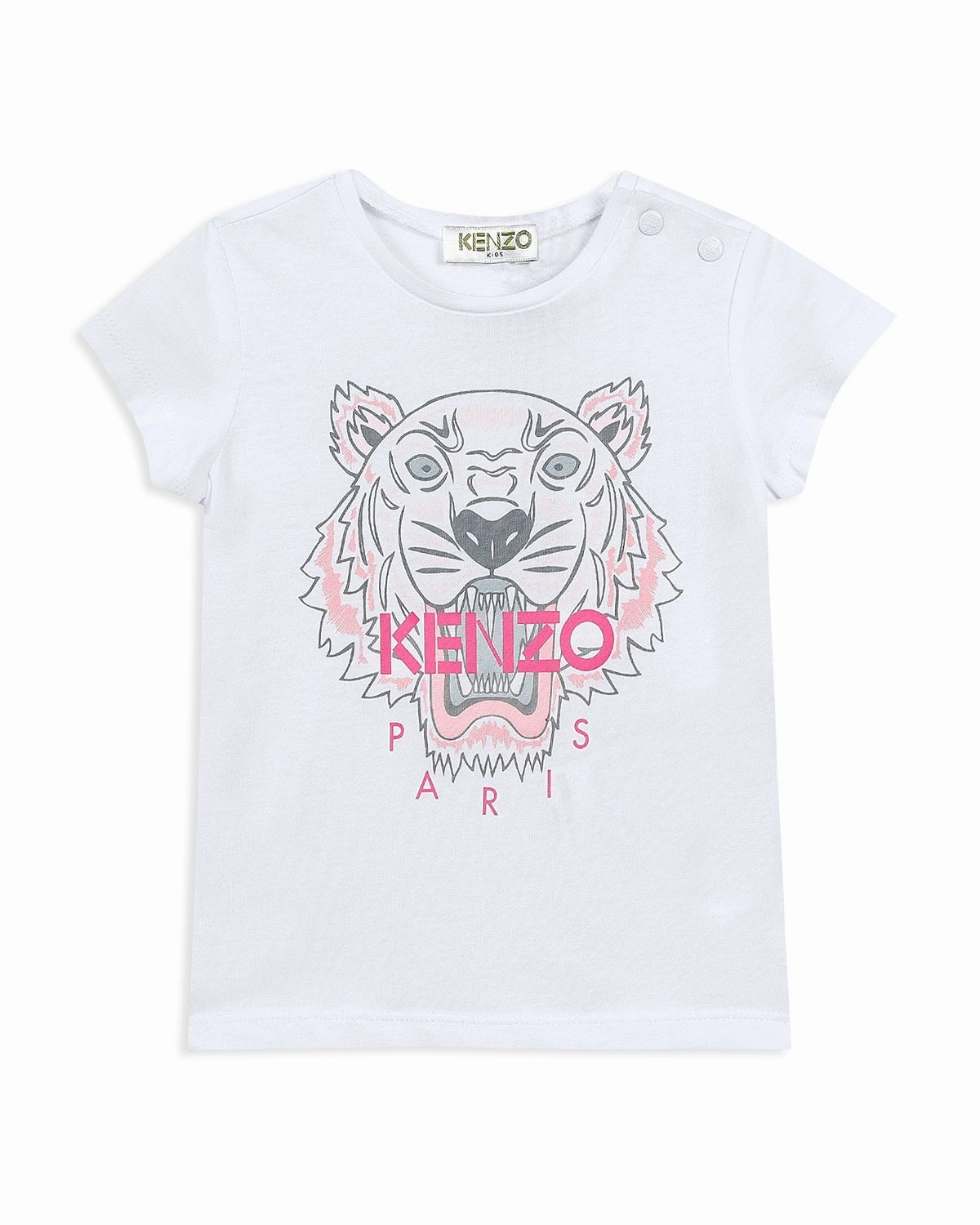 Neon colored clothes for children Kenzo Kids Tiger Tee Shirt in Optic White