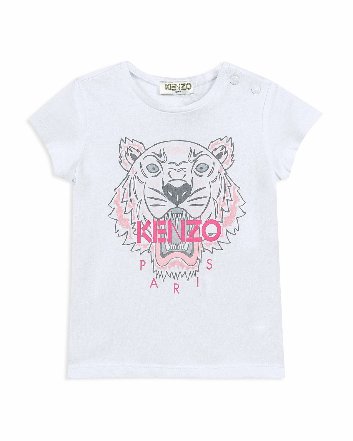 Plaid Sports kids' apparel Kenzo Kids Tiger Tee Shirt in Optic White