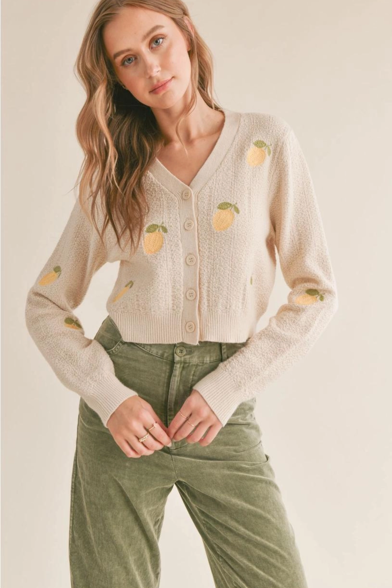 Children's fashion Tween Esme Embroidered Lemon Cardigan