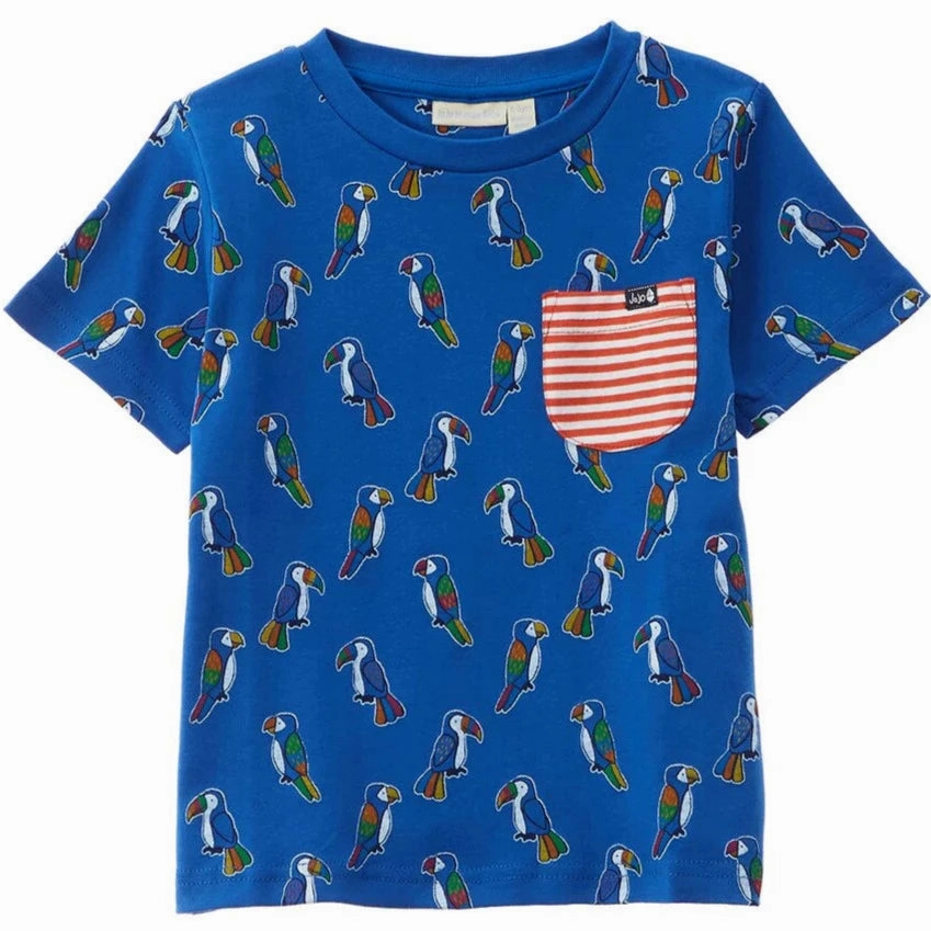 Jojo Maman Bebe Kids Toucan & Parrot T-Shirt - Cobalt Linen