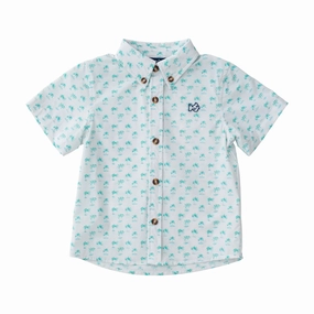 Delicate Boys' Short Sleeve Fishing Shirt in Palm Tree Print on White