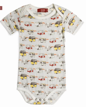 Milkbarn 31127 Short Sleeve One Piece in Vintage Trailers Hand washable kids' wear Play - wear