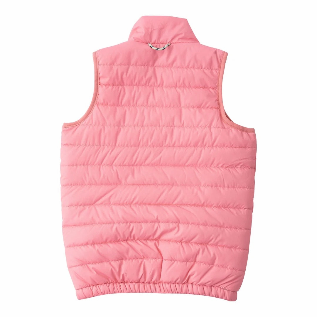 Machine washable kids' clothes Striped kids' clothing Girl's Puffer Vest in Plumeria Pink with Sea Turtle Print Liner