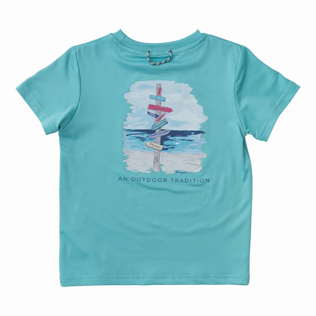 Snapped Pro Performance Pool Blue Performance Shirt - Beach Art Sign