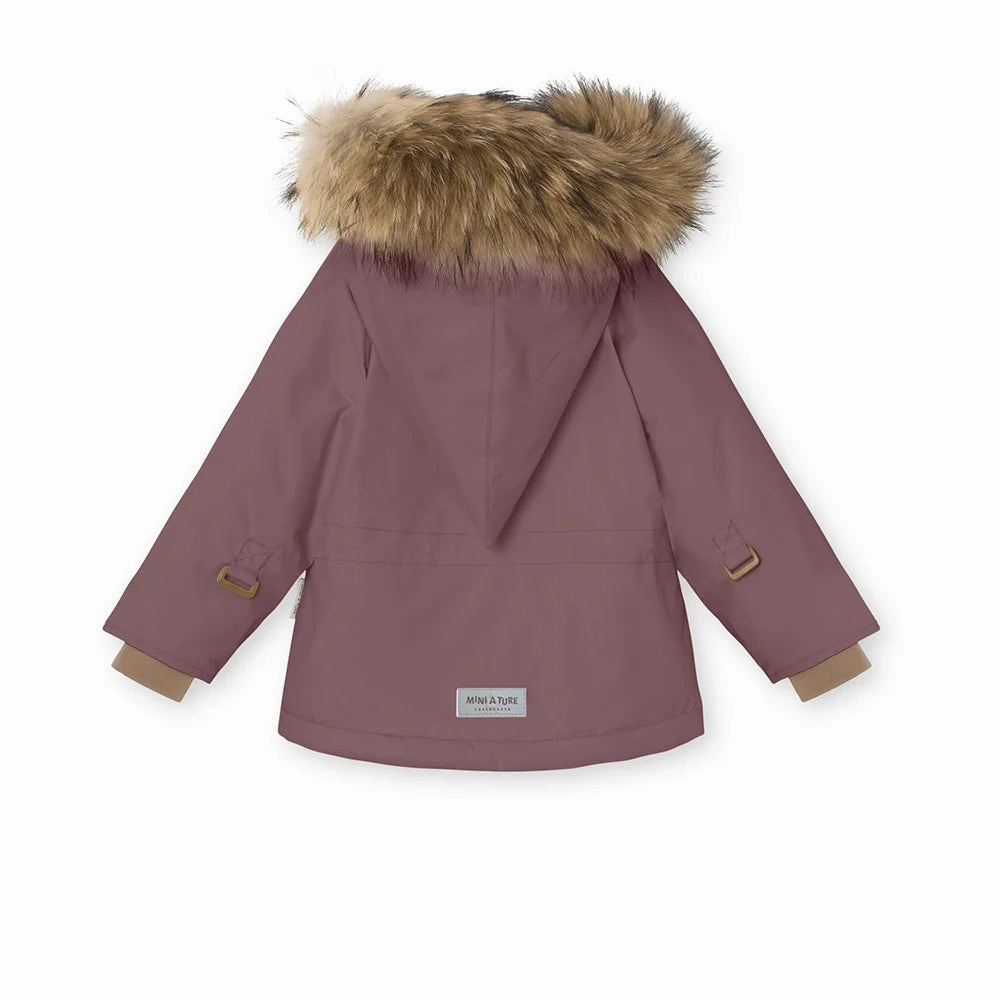 anti - static School going kids' wear >MINI A TURE Kids WANG Winter Jacket w/ Fur Hat - Peppercorn Plum