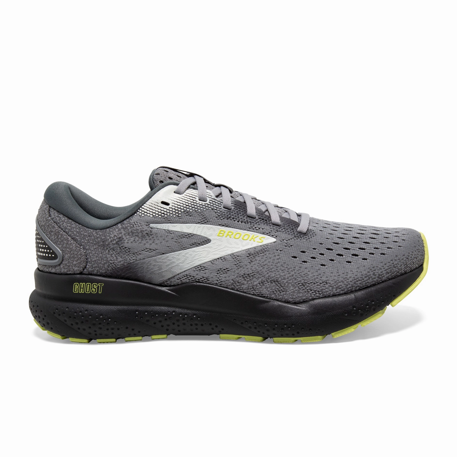 Brooks Ghost 16 Running Shoe (Men) - Primer/Grey/Lime Workwear Friendly