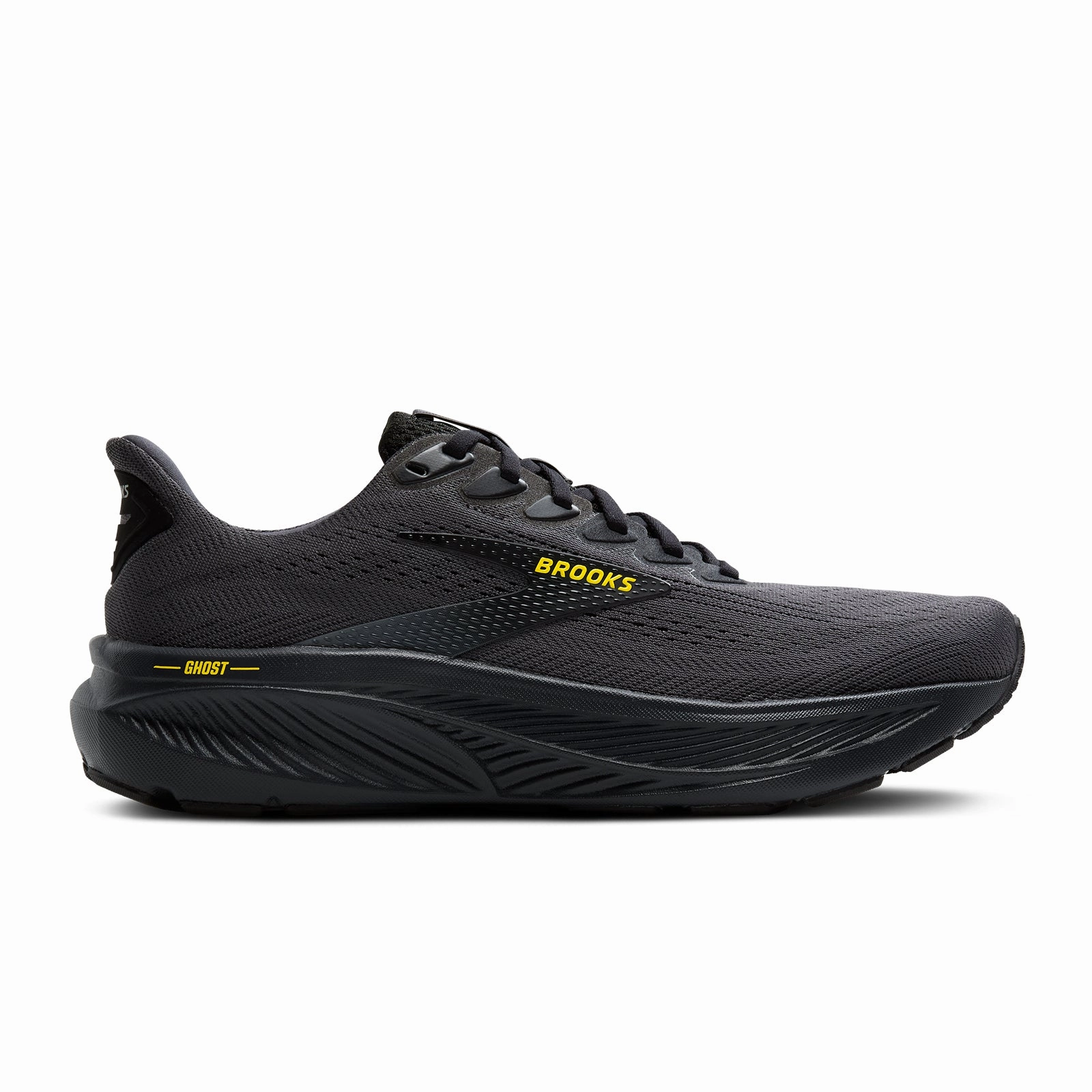 Brooks Ghost 17 Running Shoe (Men) - Ebony/Black/Yellow Strong Power All Day