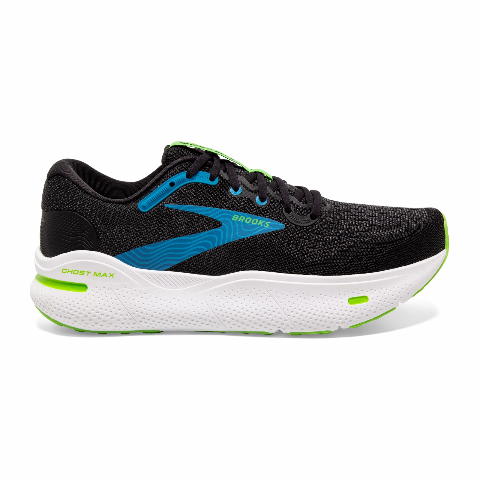 Brooks Ghost Max Running Shoe (Men) - Black/Atomic Blue/Jasmin All Season Safe Hold