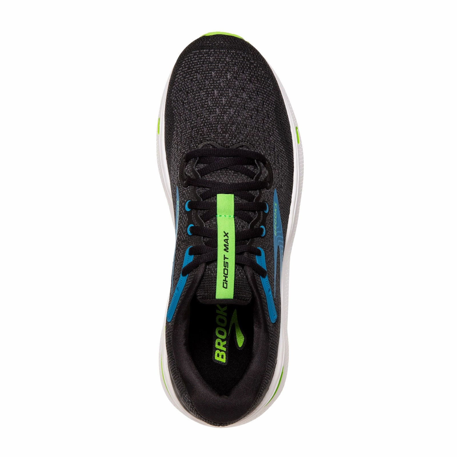 Brooks Ghost Max Running Shoe (Men) - Black/Atomic Blue/Jasmin Light support