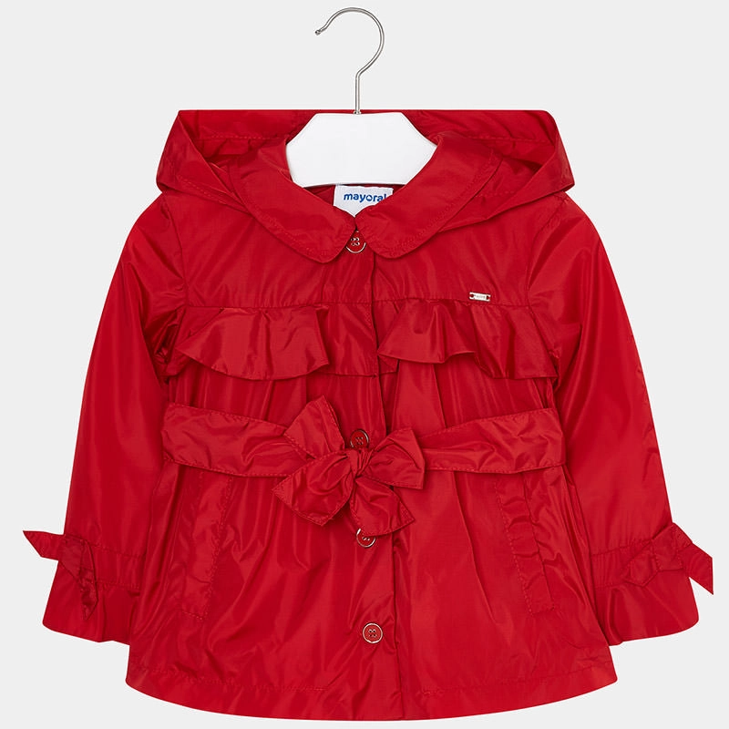 Organza Mayoral 3415-086 Kids Girl Ruffle Windbreaker Jacket in Red