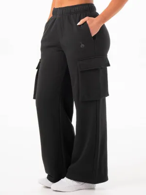 Cargo Track Pant - Black Tagless Design Functional Waist