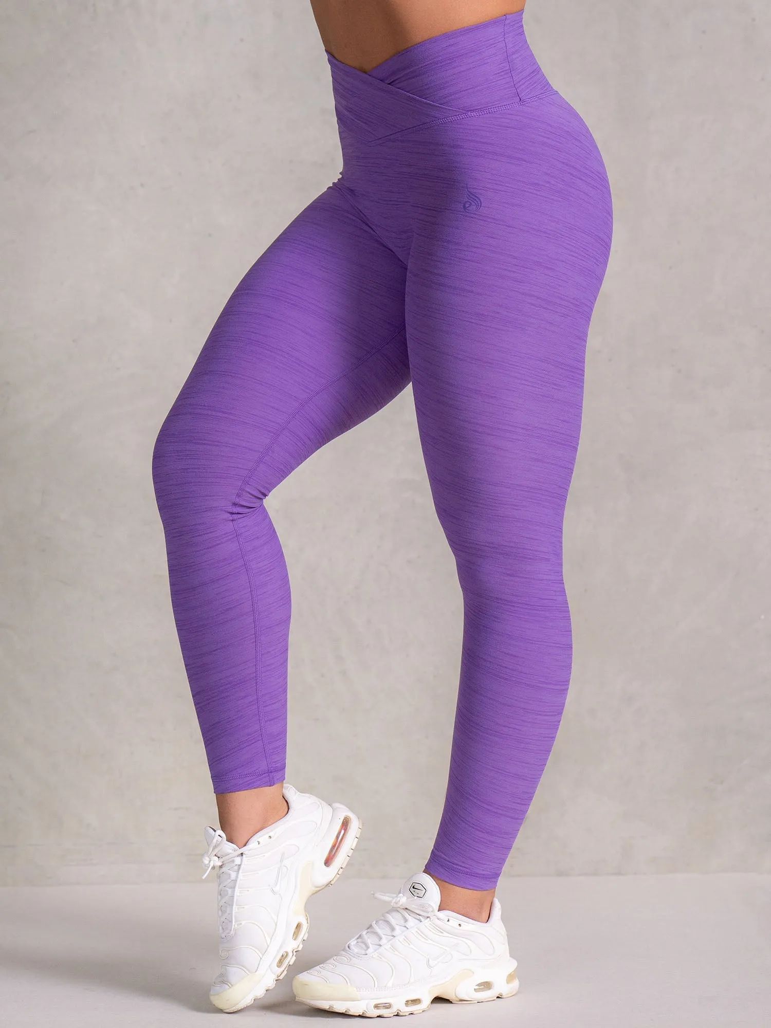 Icon Cross Over Scrunch Leggings - Violet Marl Non Irritating Fabric