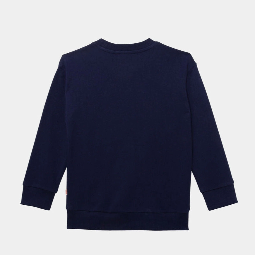 stain - resistant Catimini Kids DROIT Logo Cotton Sweatshirts - Navy