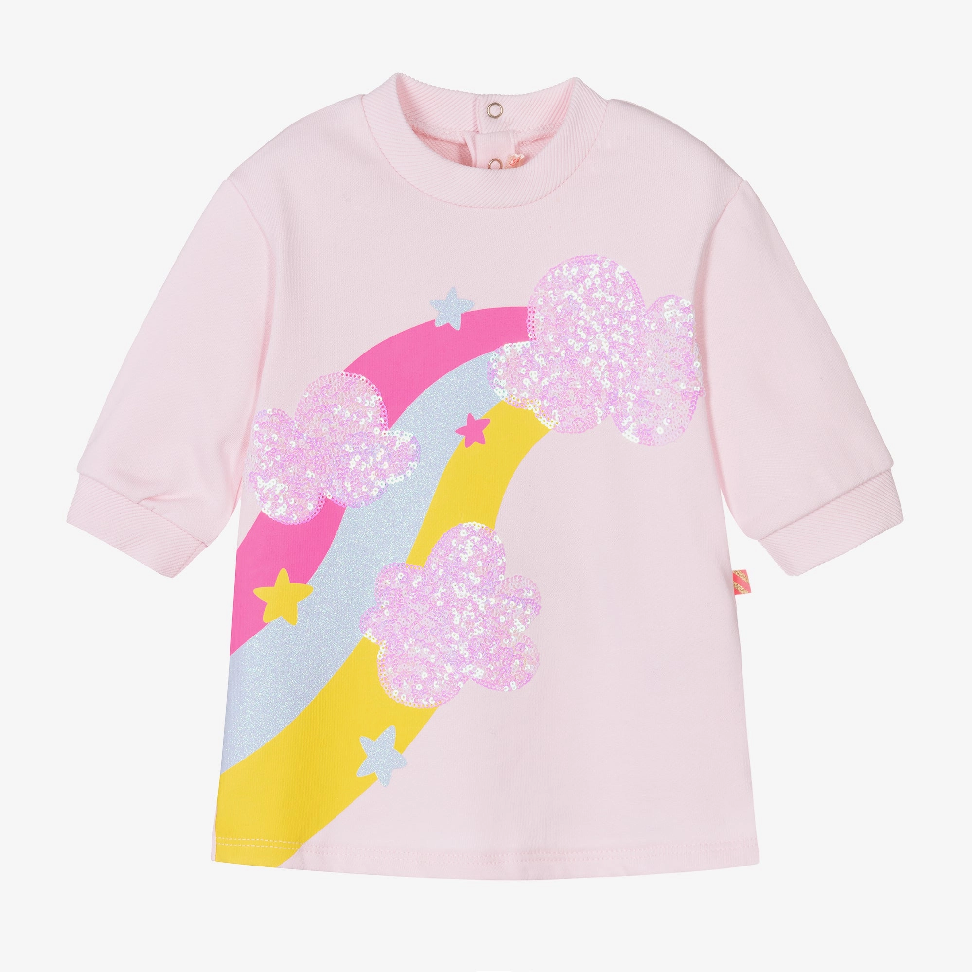 Billieblush Girls Pink Cotton Sequin Rainbow Dress - 6M Bowed