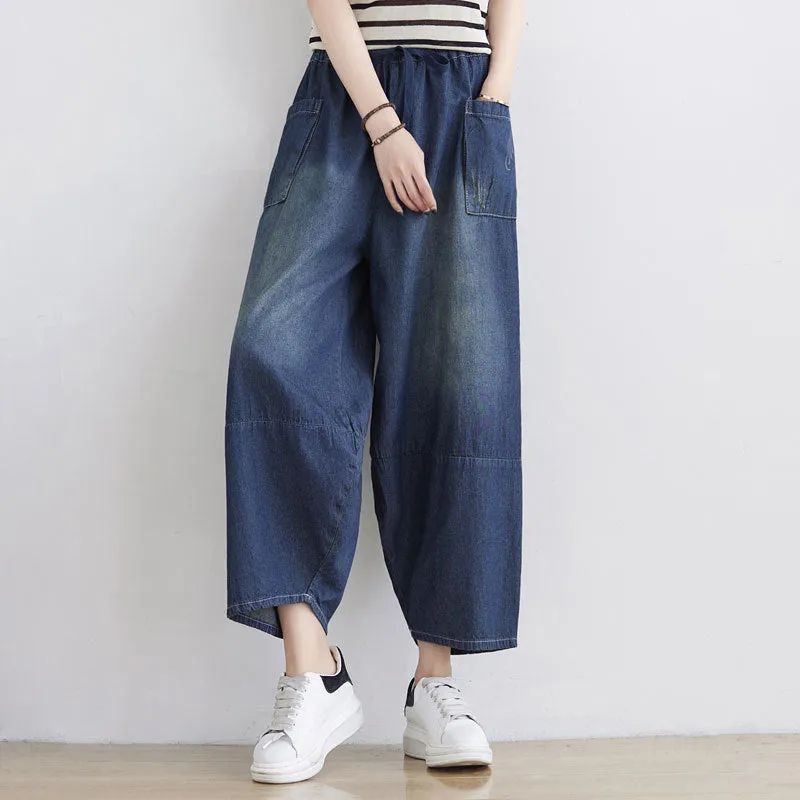 Flexible Comfort Practical Comfort Women Spring Summer Retro Loose Denim Pants
